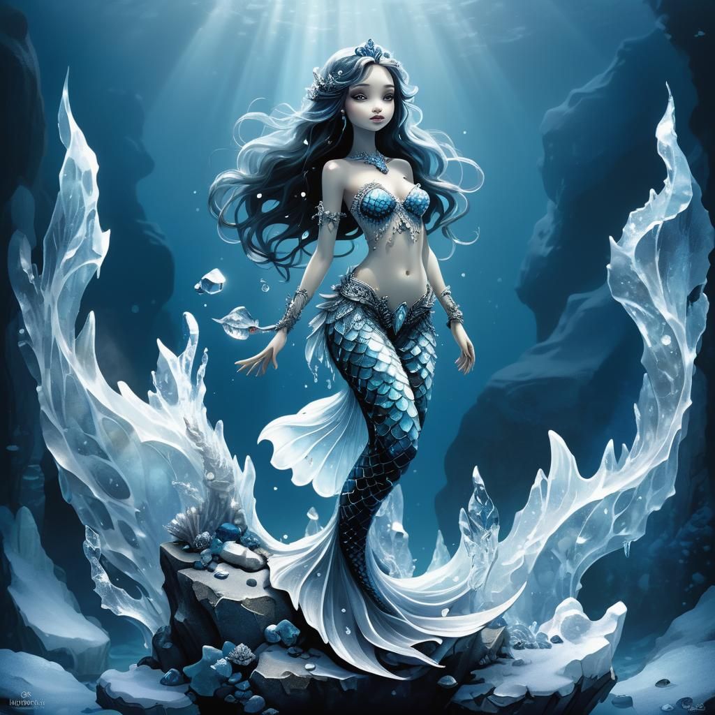 Crystal Mermaid Underwater, Digital Art