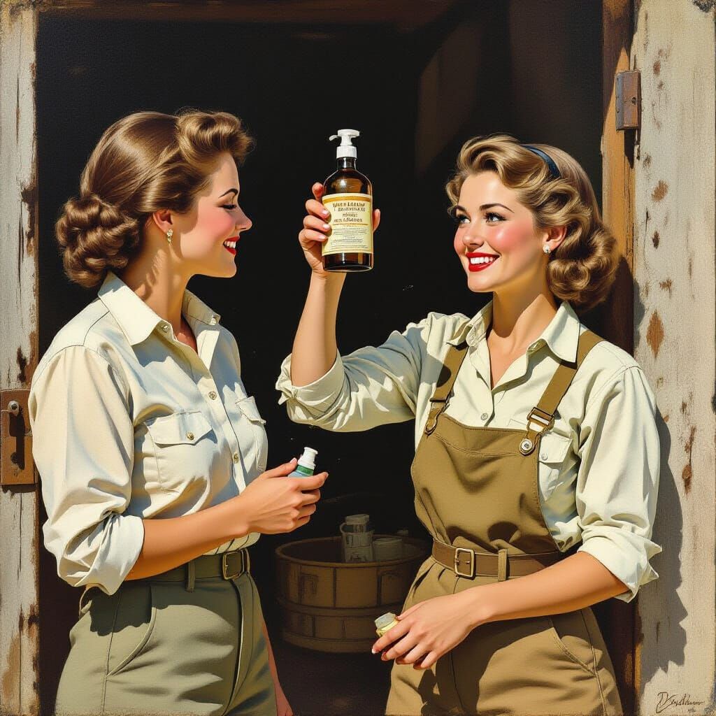 Rustic Wartime Scene: Delousing Fluid Revelation