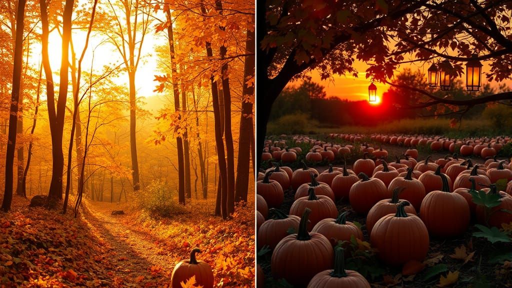Cozy Autumn Forest with Golden Leaves and Warm Sunlight