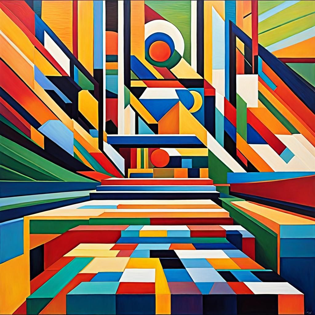 Geometric Fauvism: Neo-Cubist Expressionist Oil Painting