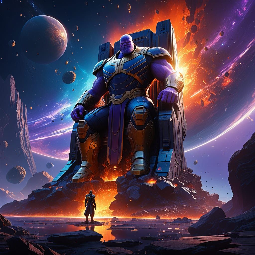 Thanos Cosmic Throne on Asteroid, Galactic Style