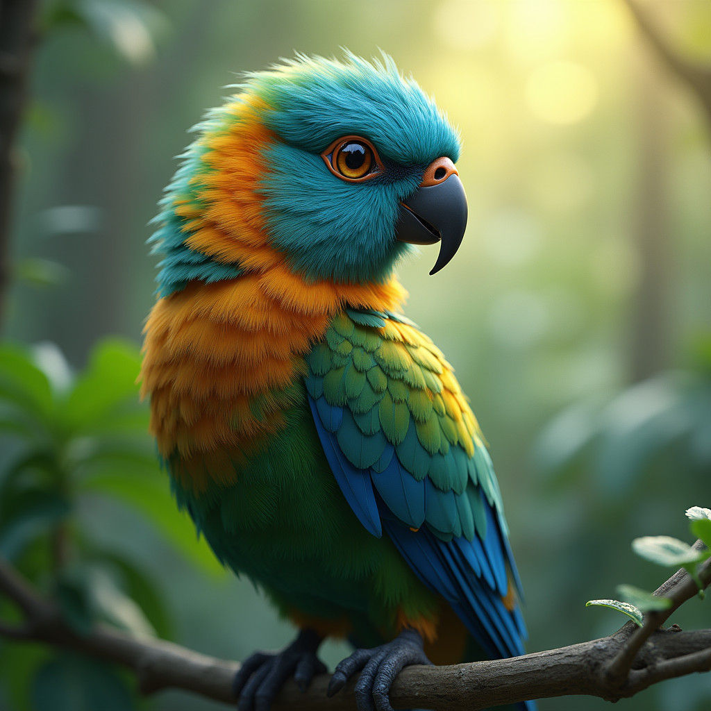 Colorful Bird Portrait with Detailed Feathers