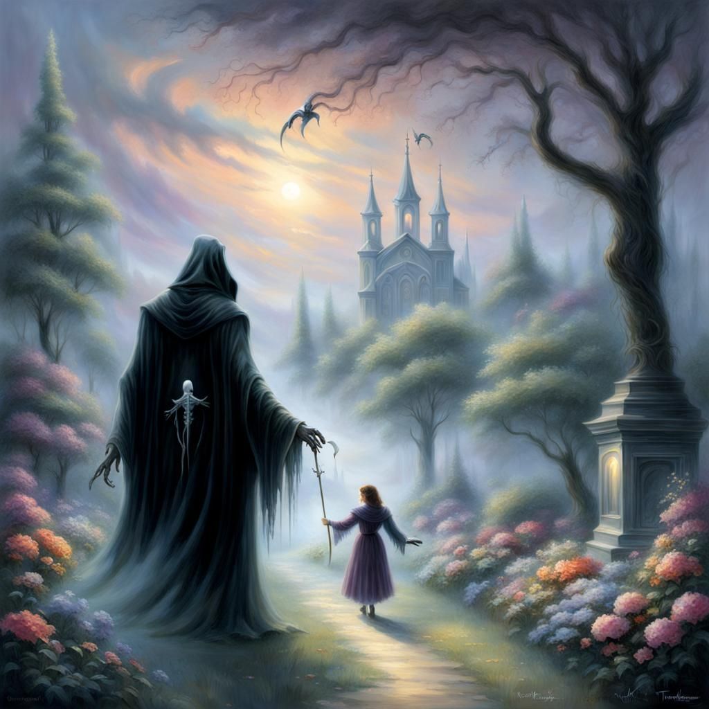 Grim Reaper Leads Girl to Heaven: Ethereal Fantasy