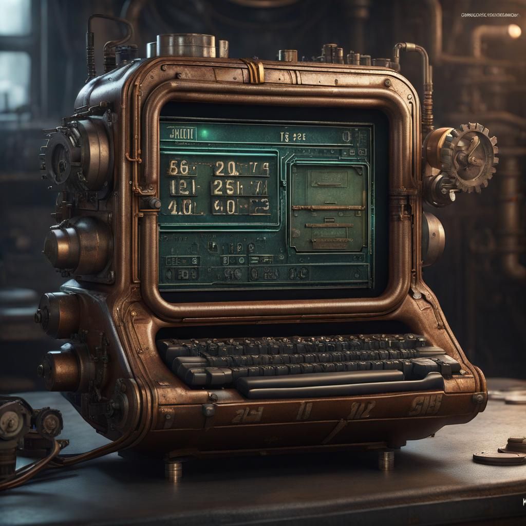 Dieselpunk Mechanical Computer with Flap Display