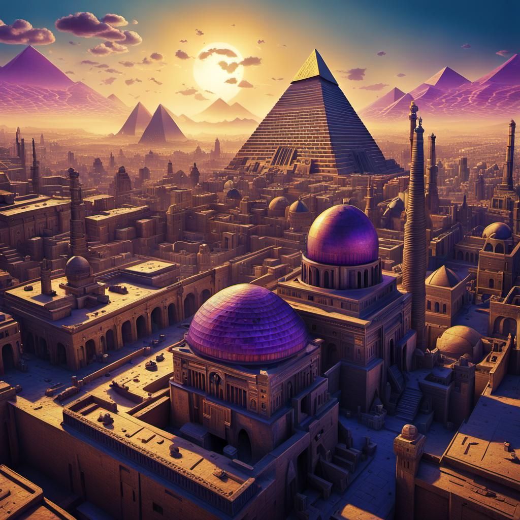 Steampunk Egyptian Necropolis in Neo-Gothic Style