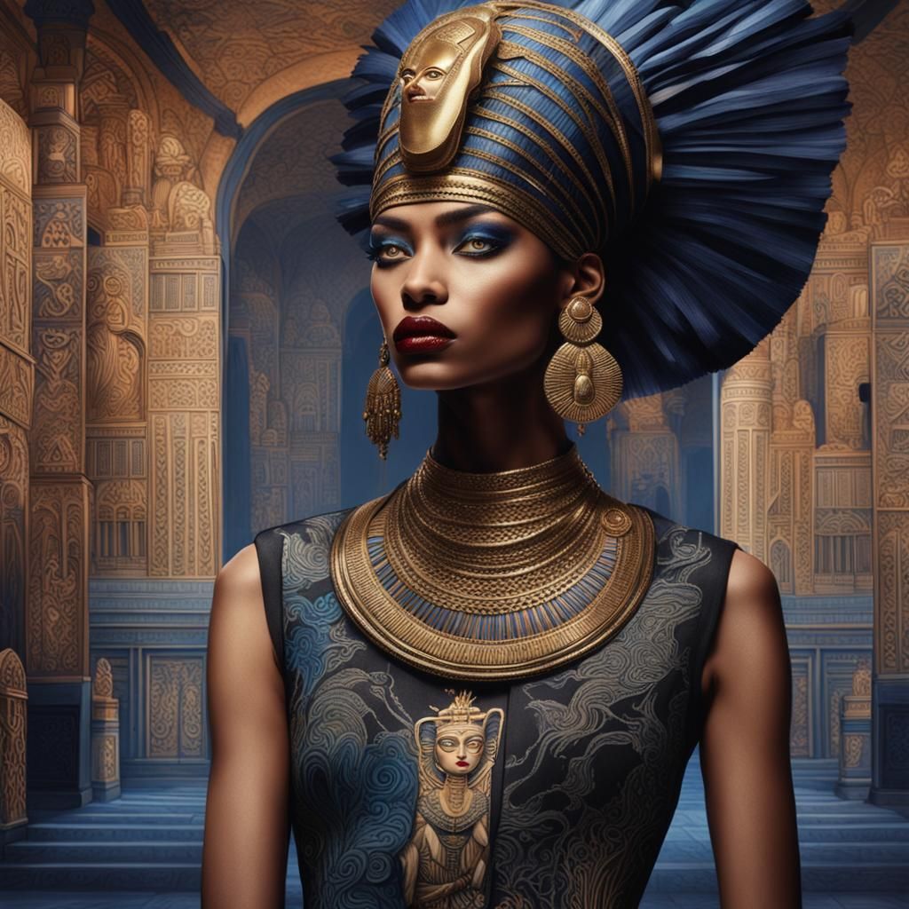 Egyptian Model in High Fashion Watercolour Style