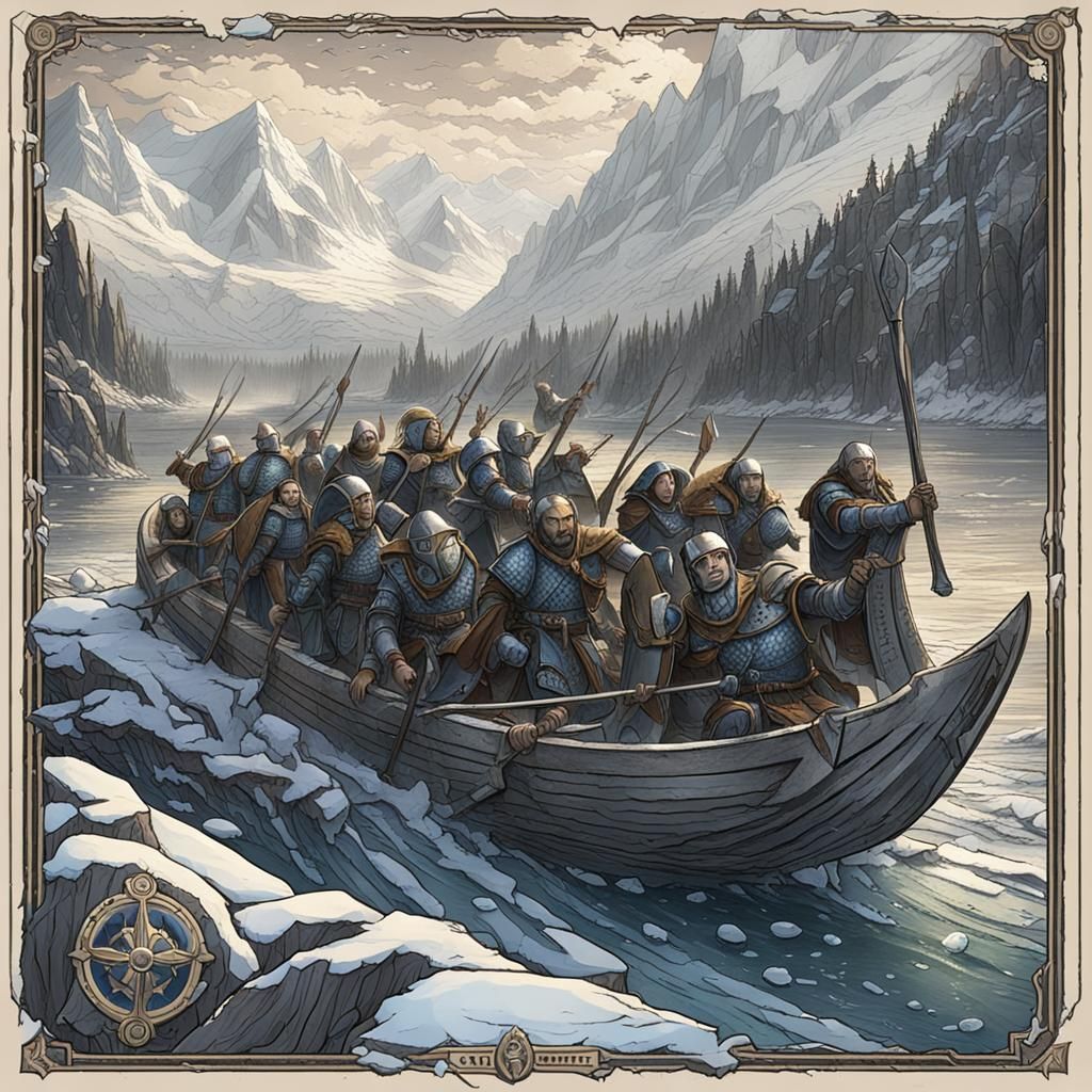 Viking Ships Approaching Shore in Anime Manga Style