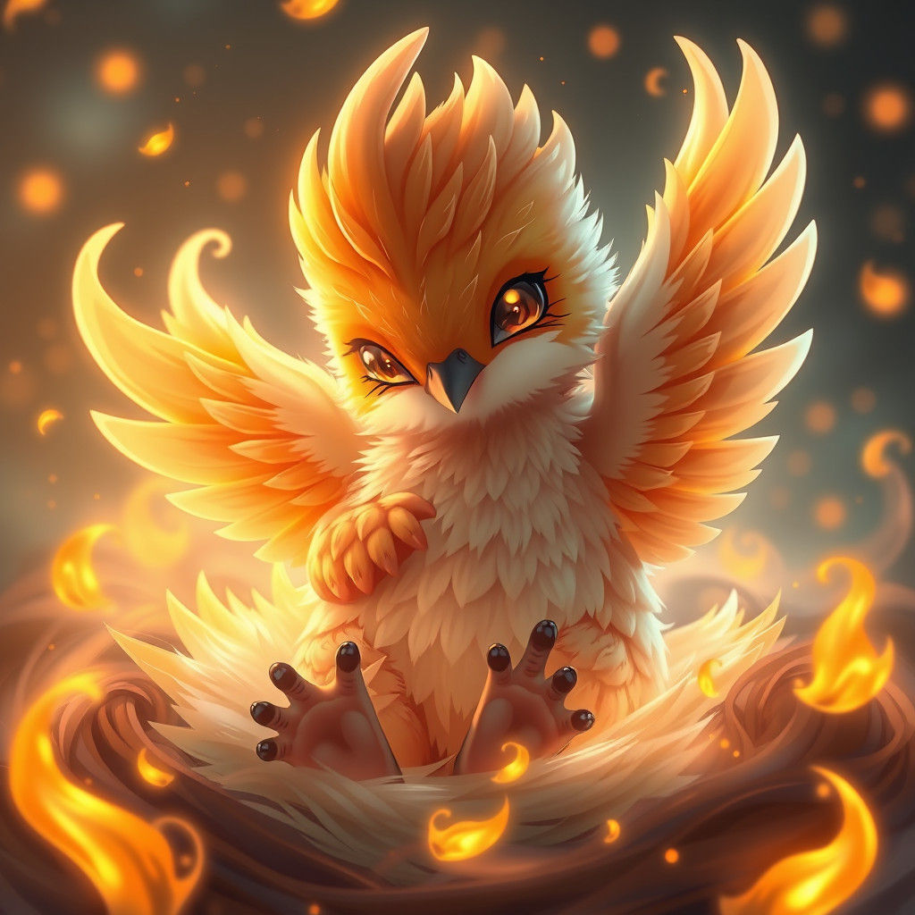 Innocent Baby Phoenix in Anime and 3D Style