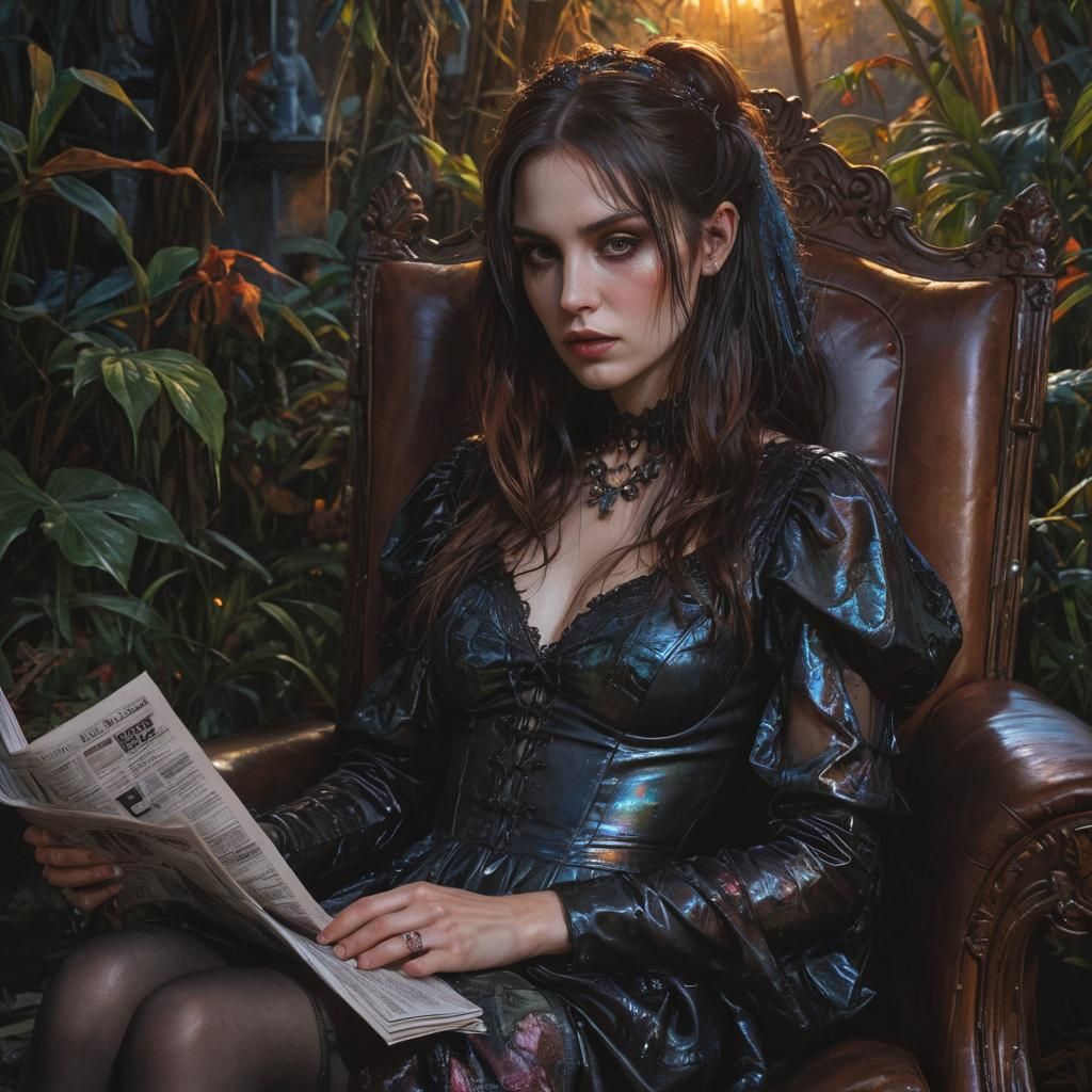 Haunting Vampire Princess in Jungle, Digital Art