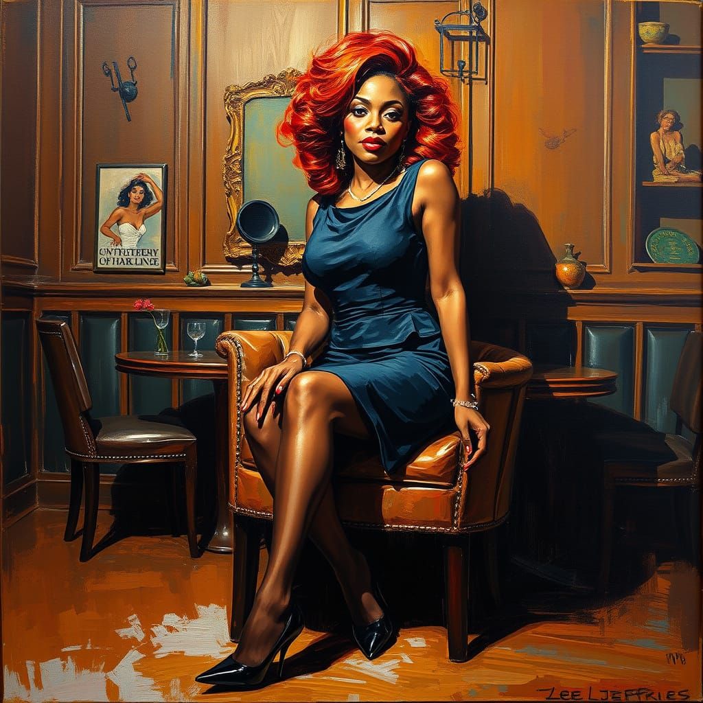 Brutalist Portrait of Afro Woman in Neo-Impressionist Style