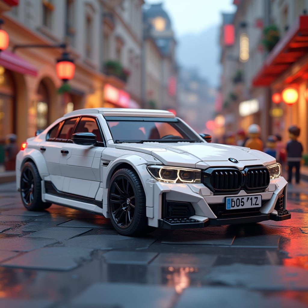Luxury Lego BMW 330i in Pristine White with 795m Wheels