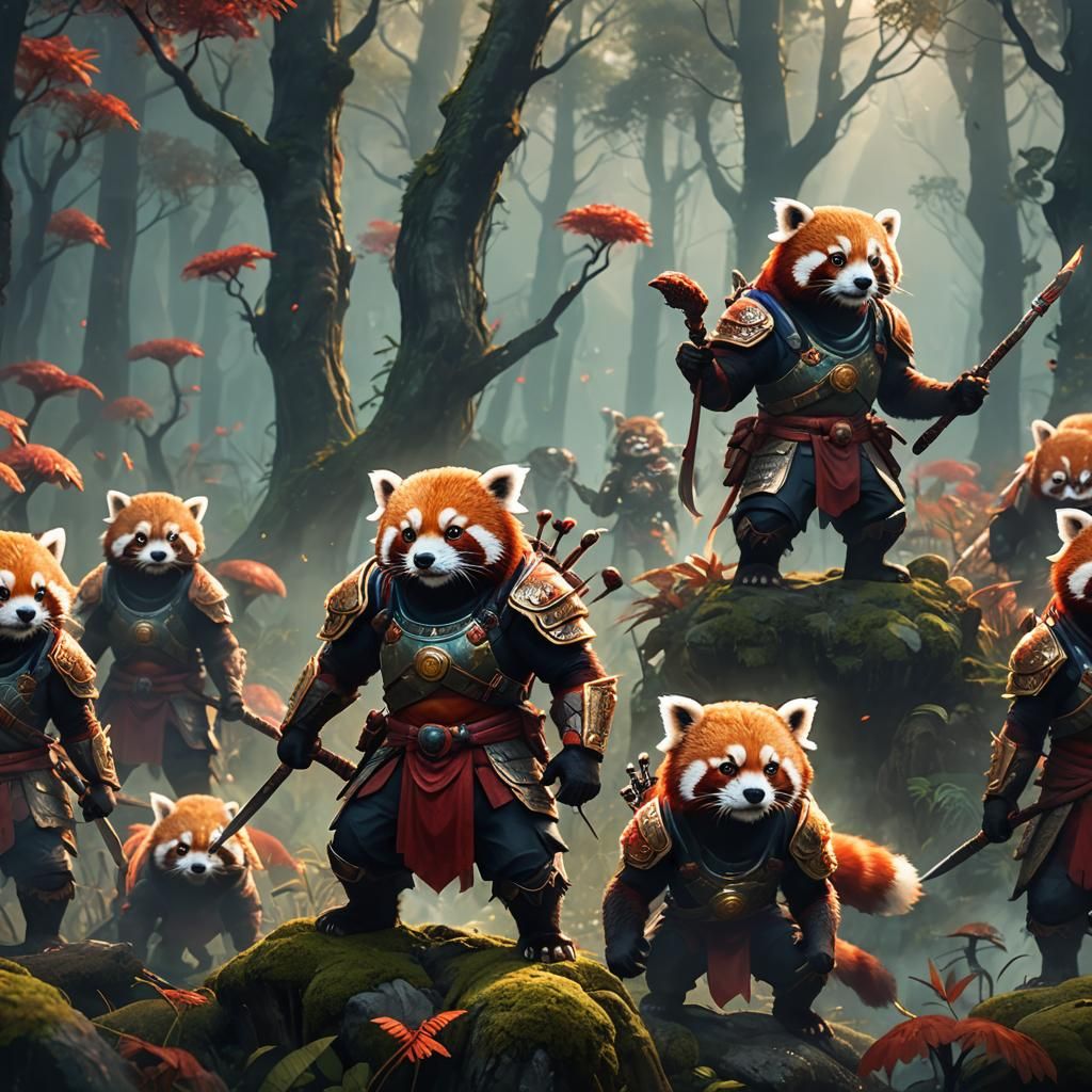 Red Panda Warriors Prepare for Battle