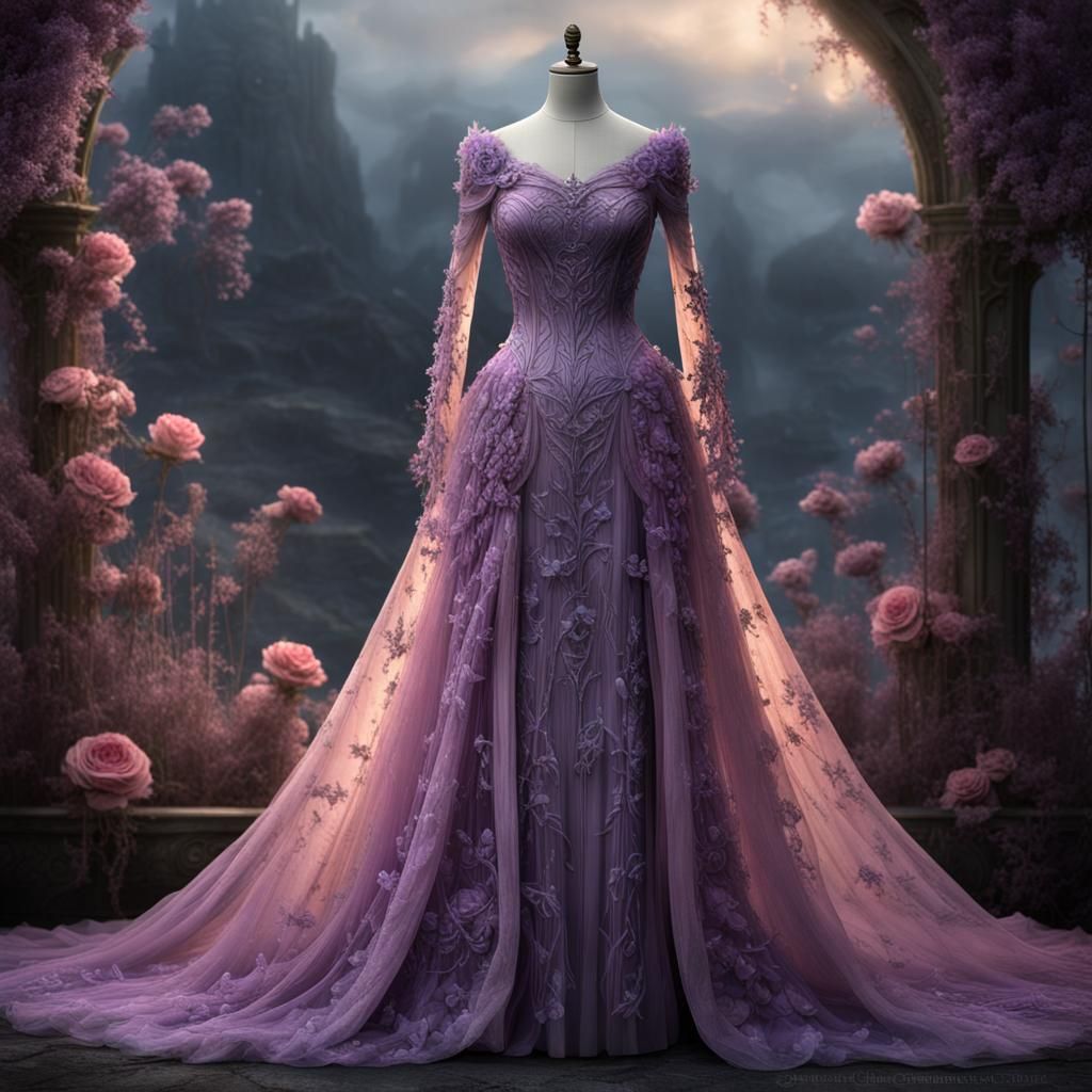Fantasy Fairy Gown on Dress Form: Digital Matte Painting