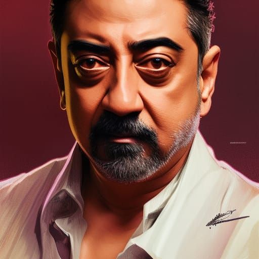 Detailed Portrait of Kamal Haasan in Digital Art Style