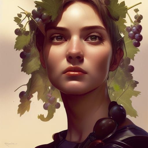 Grape Portrait in Art Nouveau Style