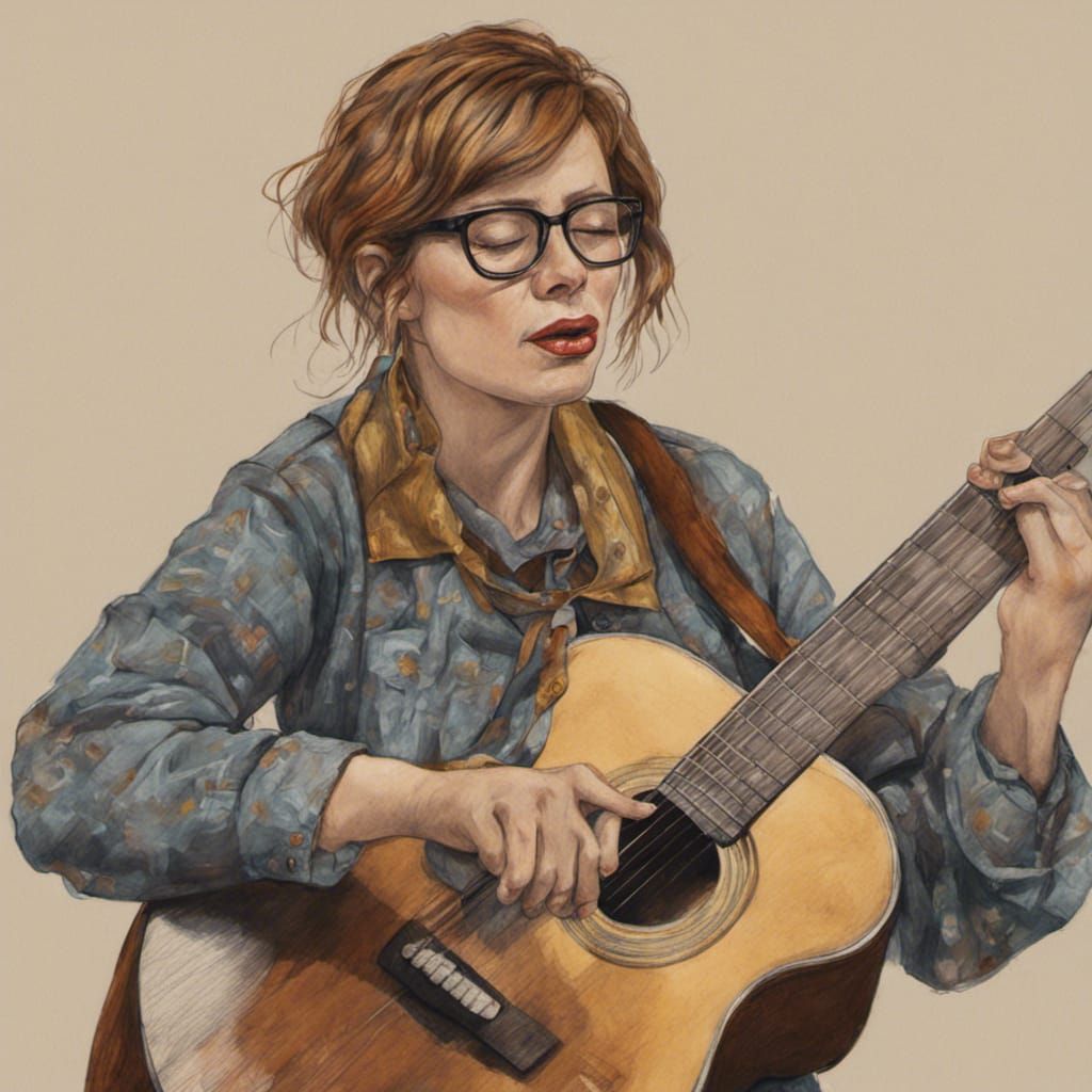 Croatian Woman Singing and Playing Guitar