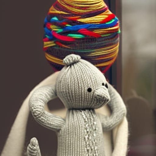 Yarn Doll Watches Winter Snowfall