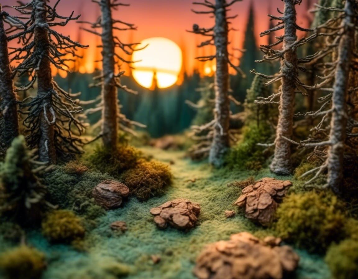 Hyperrealistic Forest Landscape with Tactile Textures