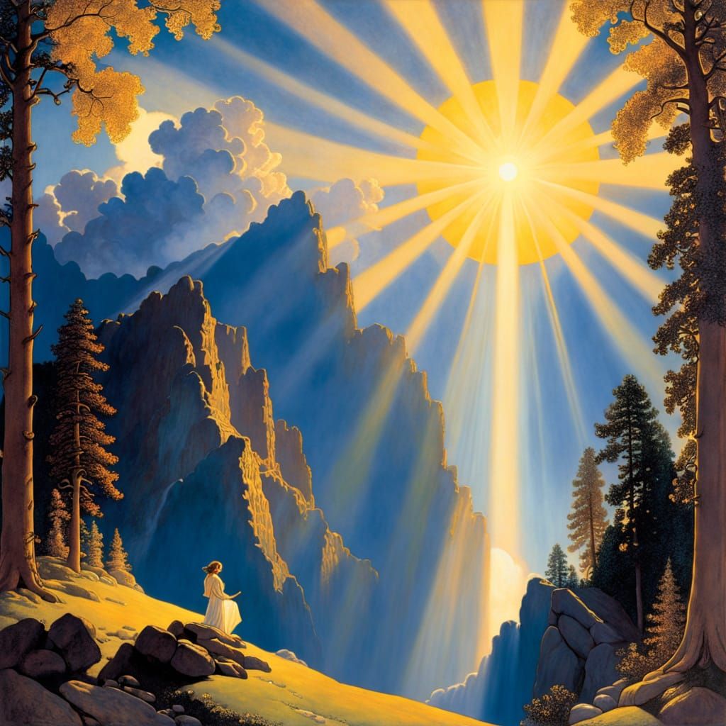 Golden Age Crepuscular Rays with Glazing