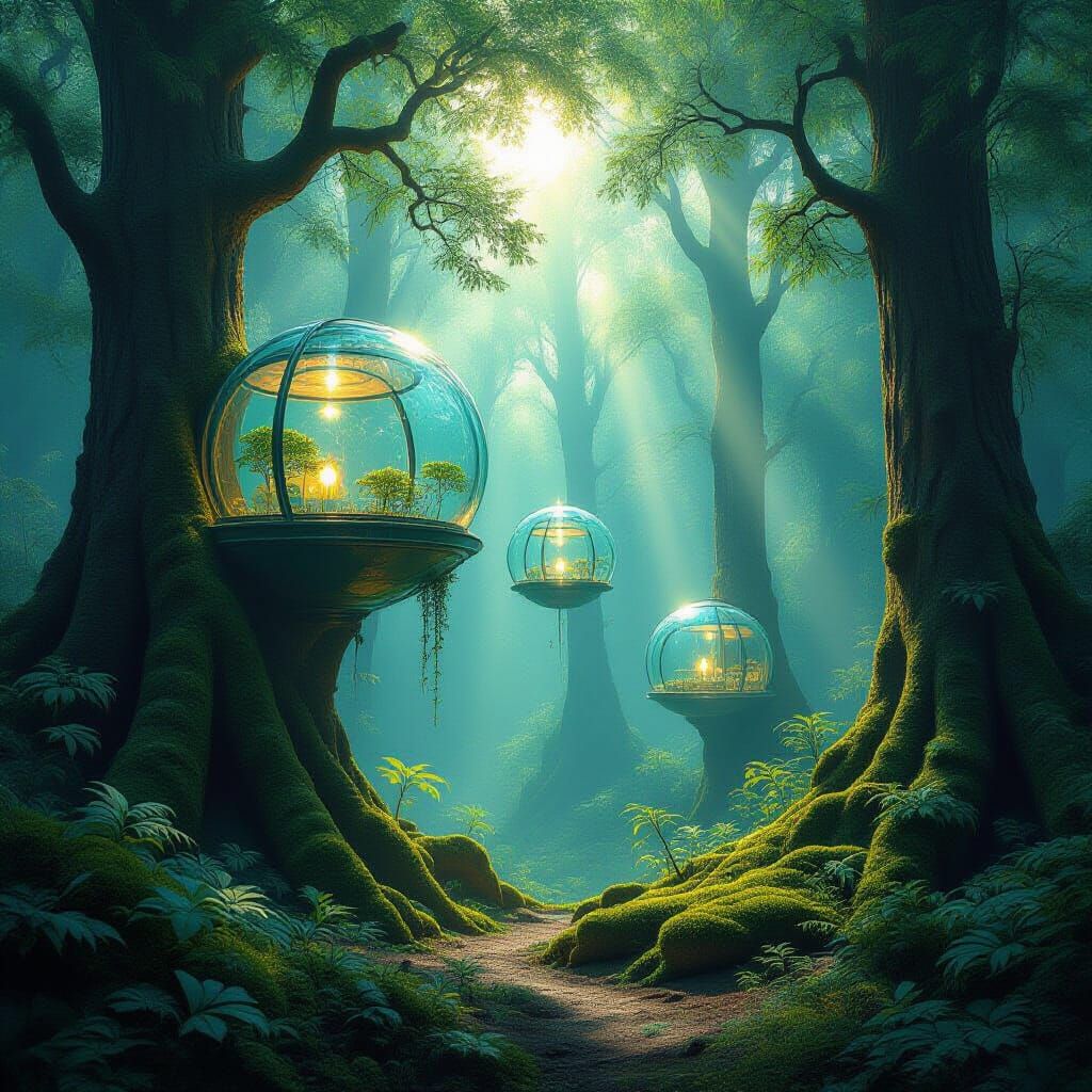 Mystical Forest Dwelling in Ethereal Light