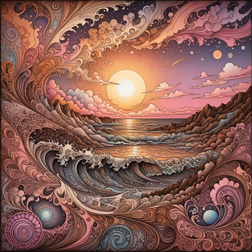 Surreal Morning Landscape in Pastel Browns and Pinks