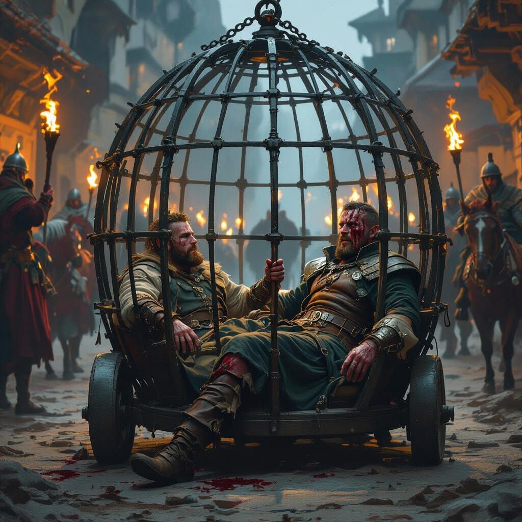 Man Wakes Injured in Elven Cage, Fantasy Matte Painting