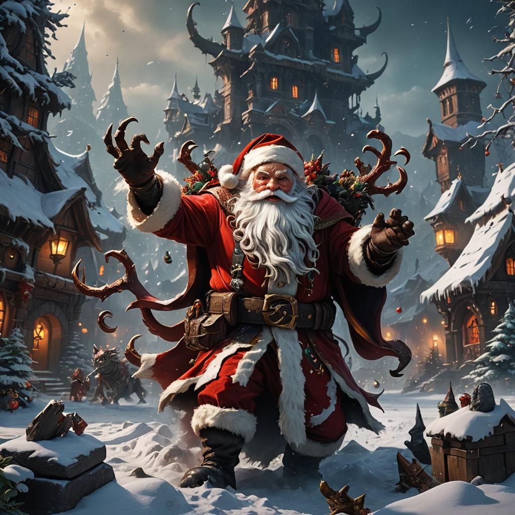 Clawed Santa Claus in Detailed Fantasy Art