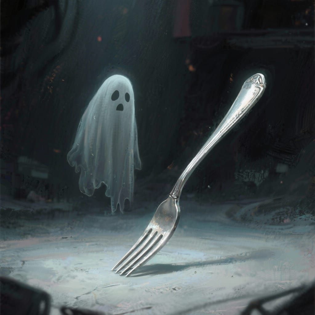 Ghost Hovering Near Silver Fork in Cinematic Style