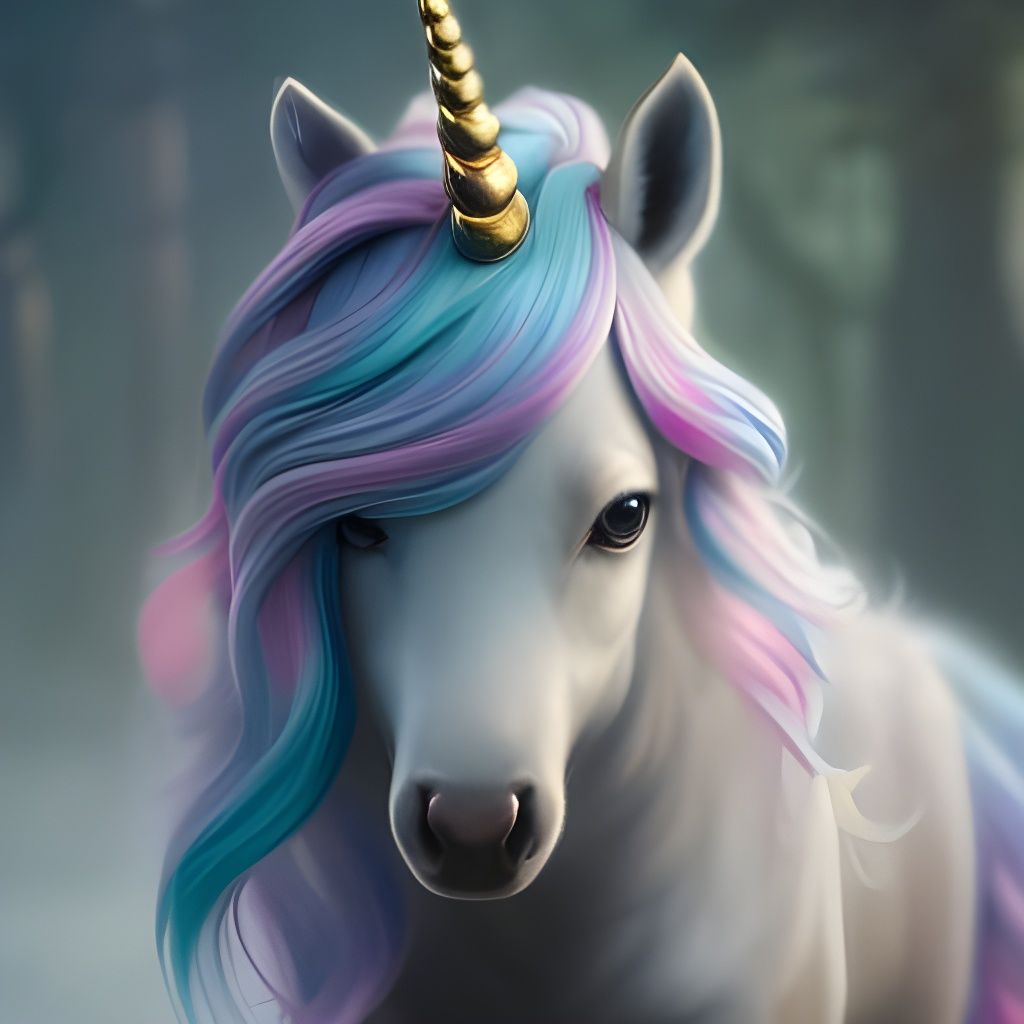 Adorable Chibi Unicorn Portrait in Detailed Matte Painting