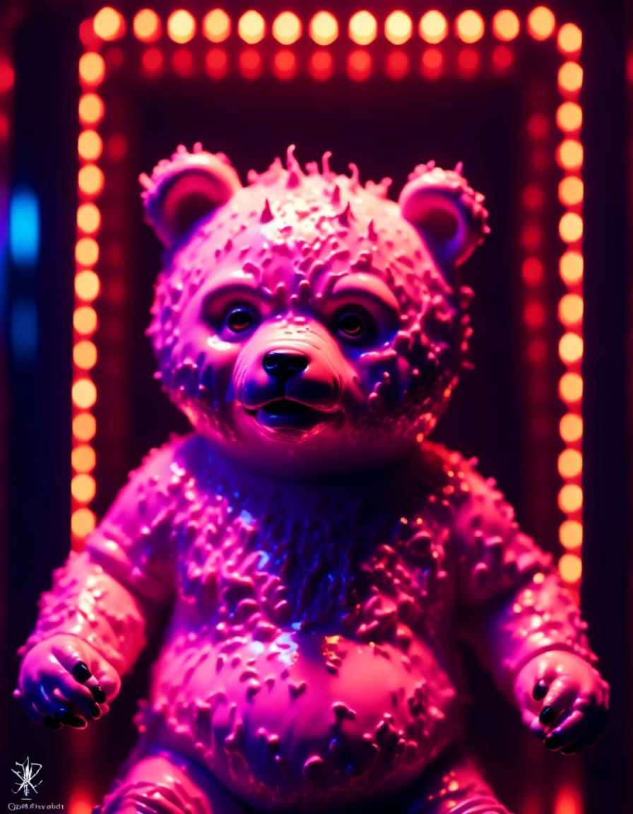 UV Blacklight Chibi Imp Bear Microphotograph