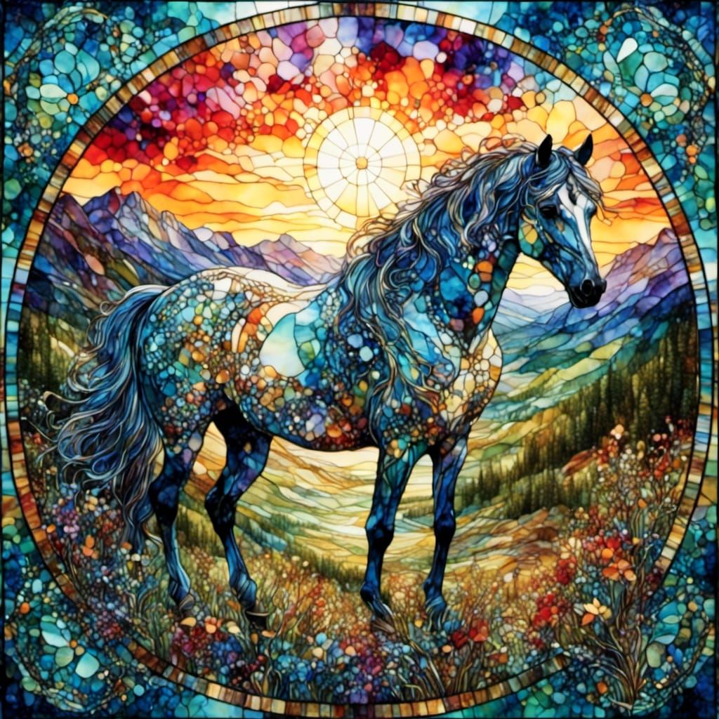 Stained Glass Appaloosa Horse Portrait