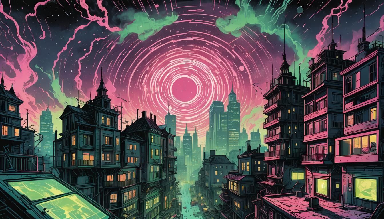 Black Hole Consumes Reality in Retro Comic Art