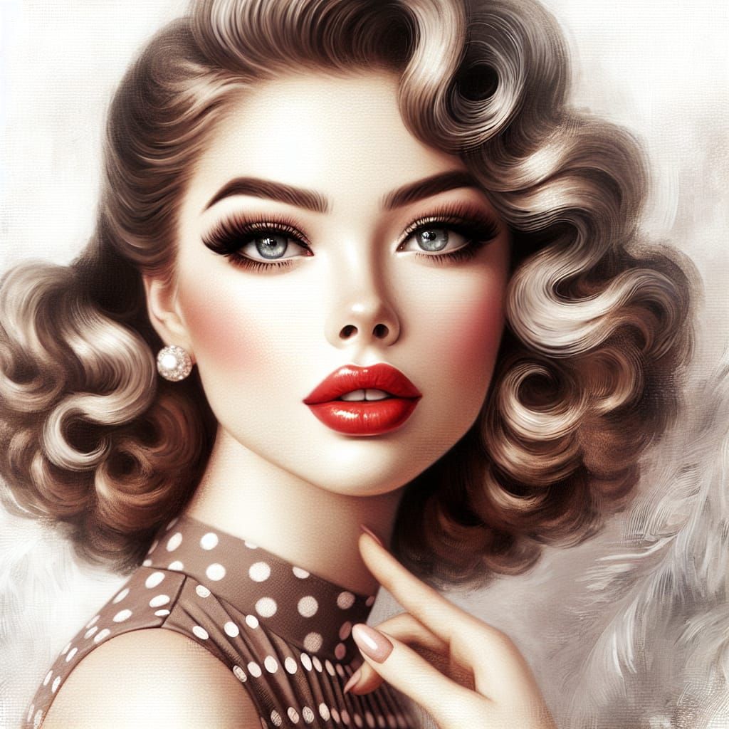 Vintage Goddess in Feathery Vignette Style