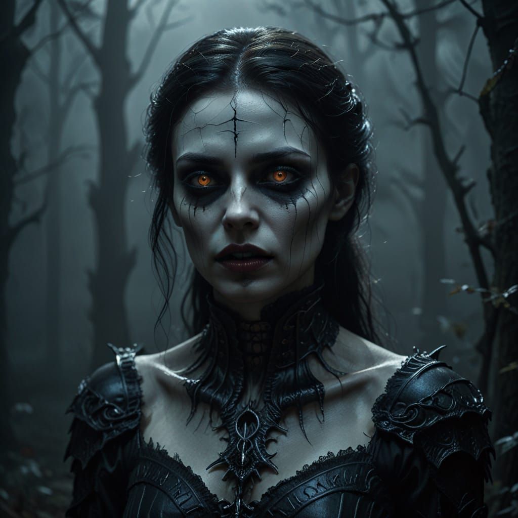 Gothic Vampire Portrait in Moody, High Contrast Lighting