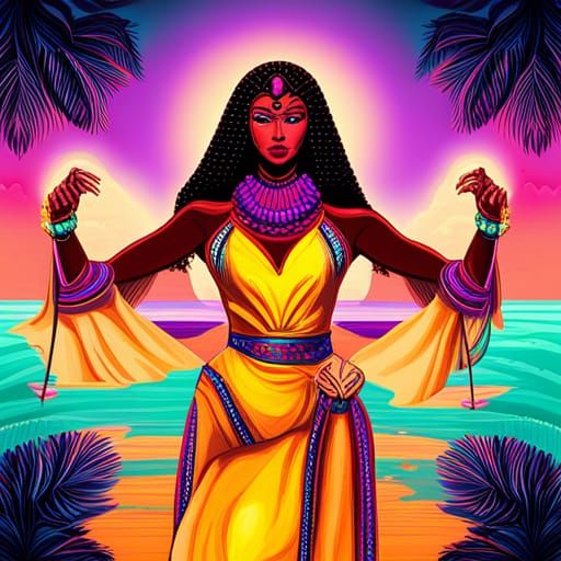 Fashionista Pharaoh: Neon Pop Art Beach Party