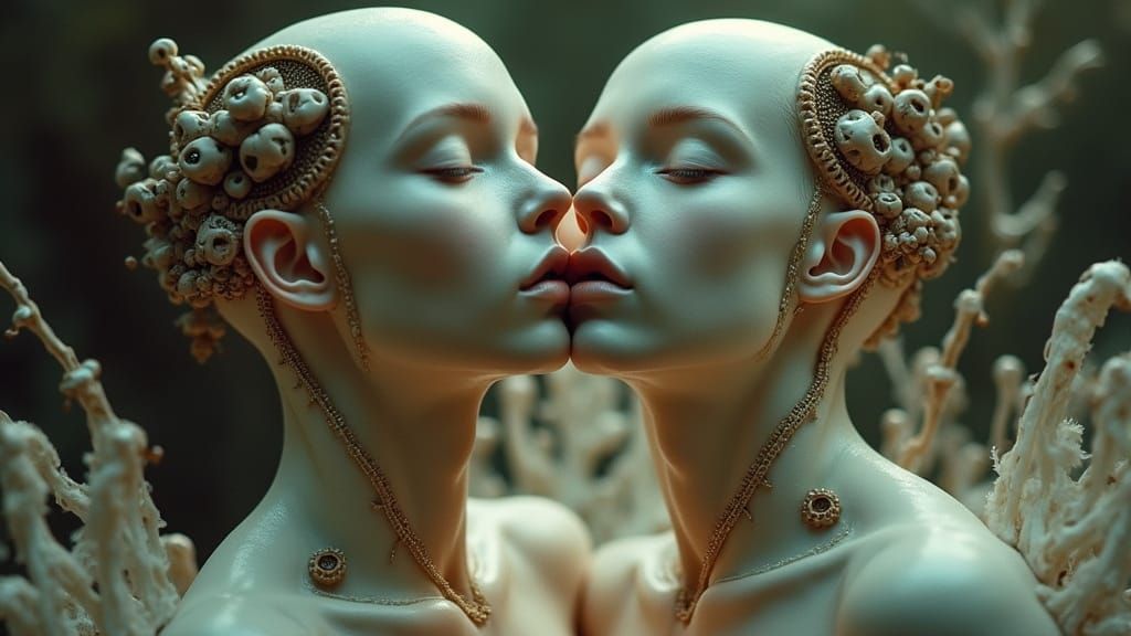 Biomechanical Twins in Trance: Surreal Art