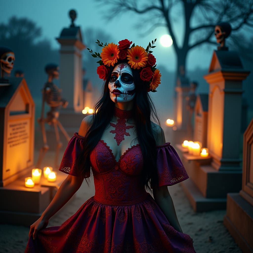 Latina Catrina Celebrates Día de Muertos at Midnight