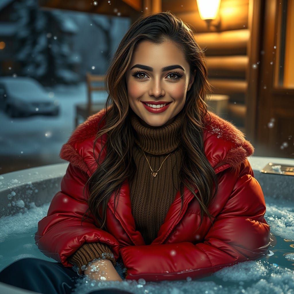 Bathing in Bliss on a Snowy Night
