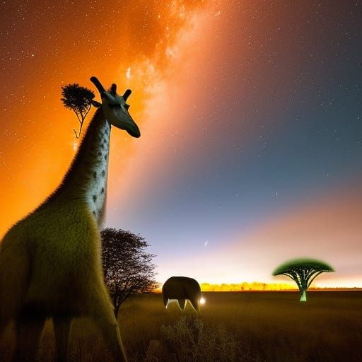 Starry Giraffe at Night, Samorost Style