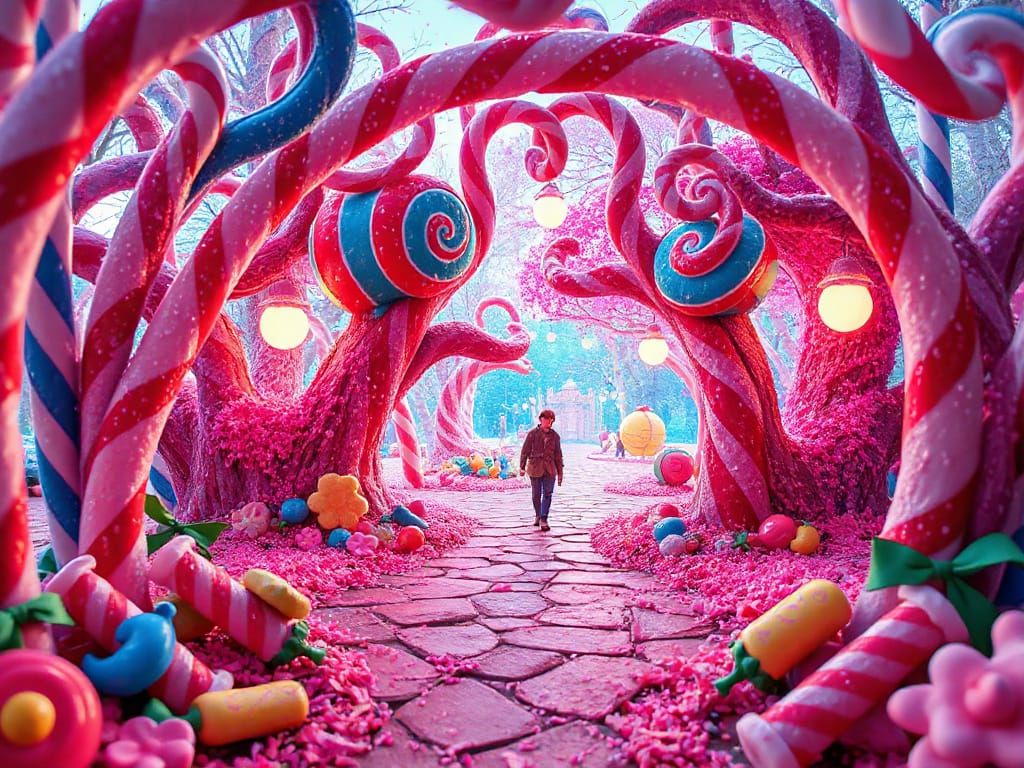Whimsical Narnia in Vibrant Candy Art Style