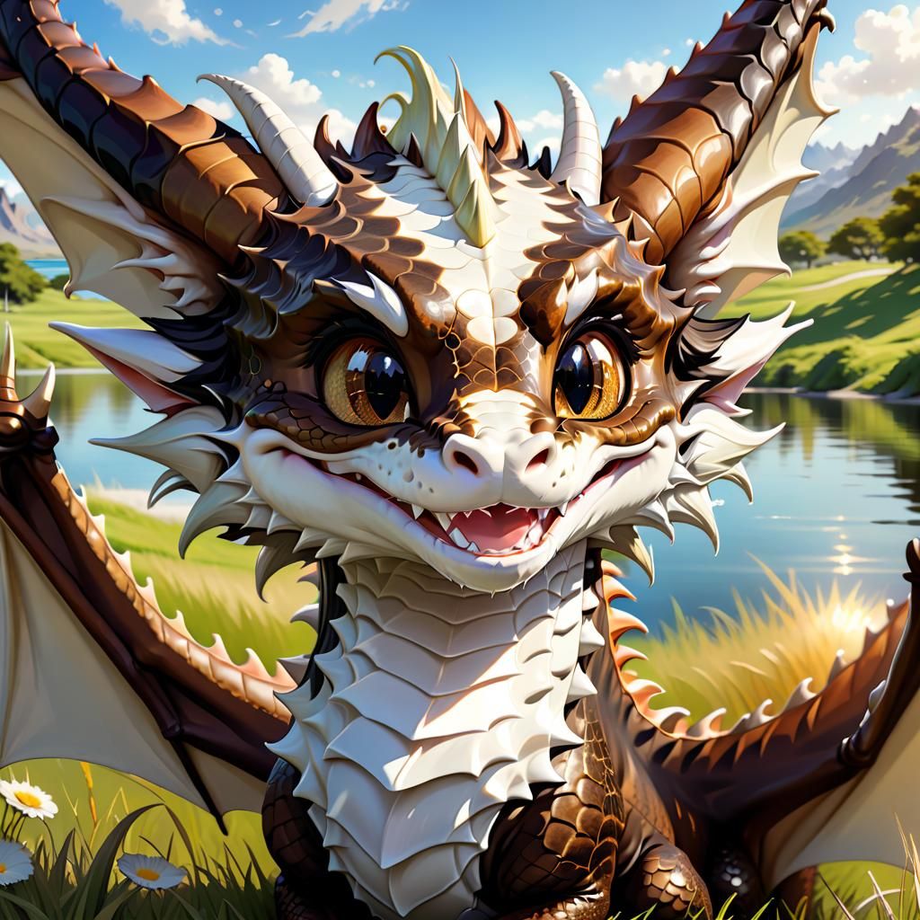Adorable Dragon Portrait by Craig Mullins and Landseer