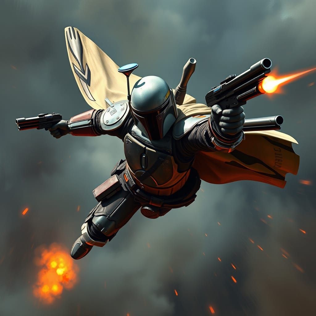 Bounty Hunter Jango Fett Engages in High-Speed Dogfight