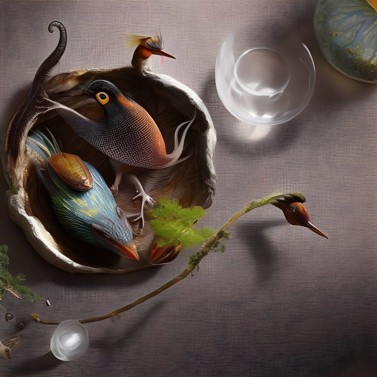 Surreal Restaurant Scene with Alien Food