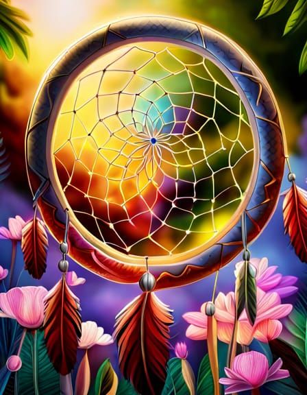 Ethereal Dreamcatcher in Lush Fantasy Garden