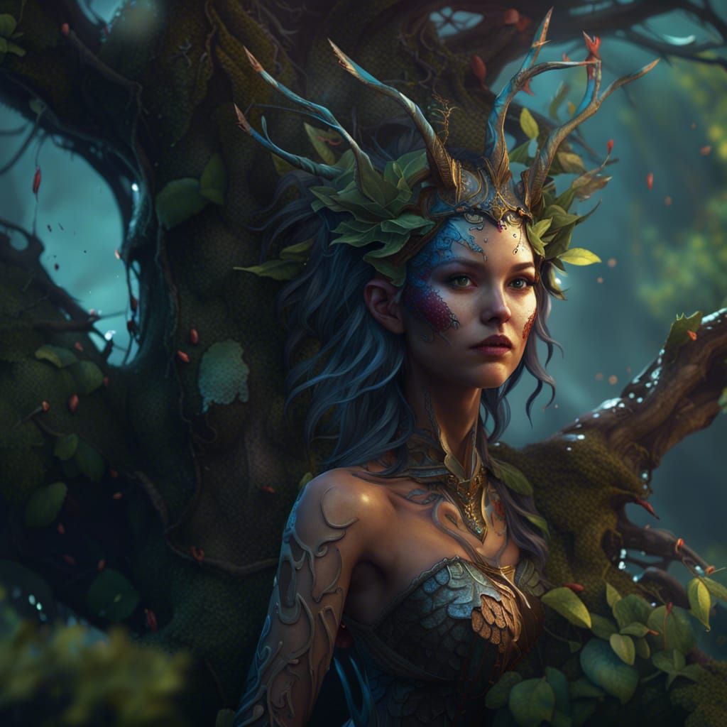 Ash Tree Nymph: Detailed Fantasy Art