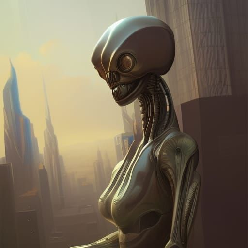 Majestic Alien Humanoid Head and Shoulders Portrait