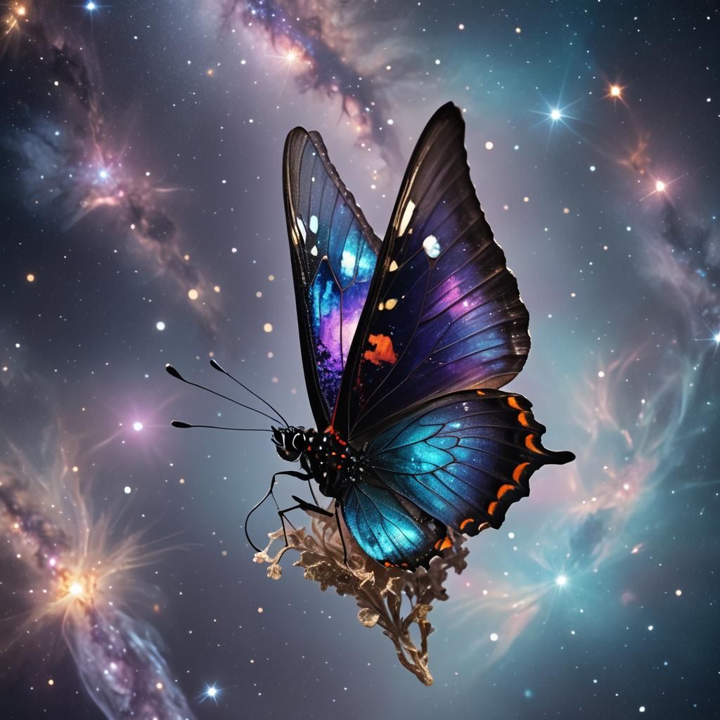 Galaxy Butterfly Macro in Hyper-Realistic Digital Art
