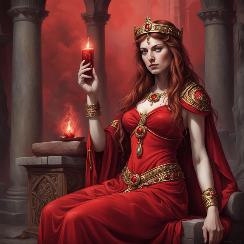Priestess of Cybele Lamia in Red