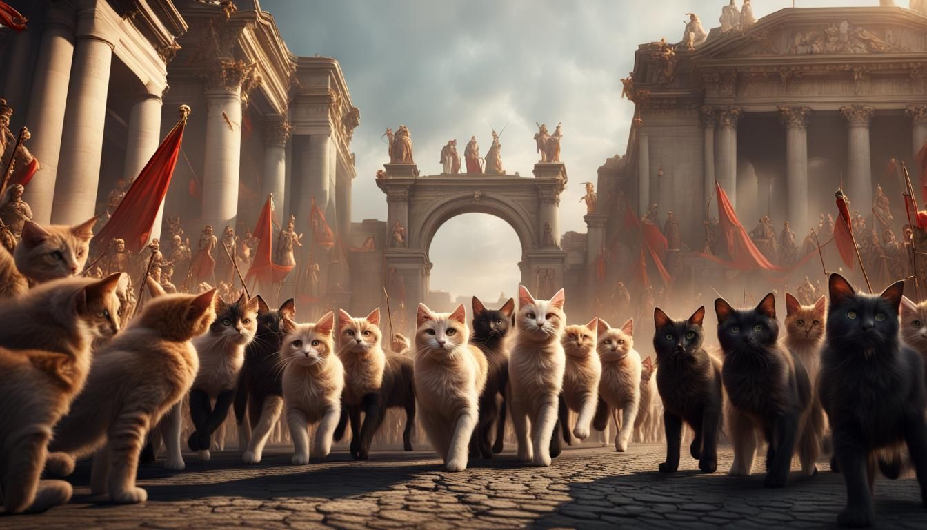 Cats in a Roman Triumphal Procession