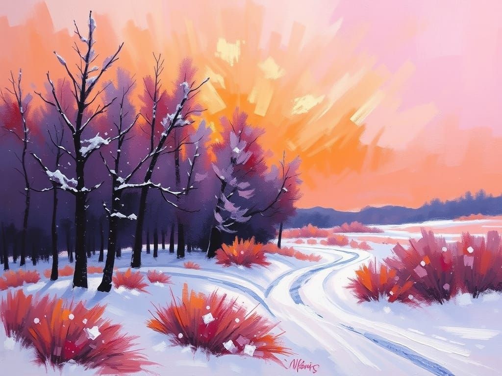 Vibrant Impressionist Winter Scene